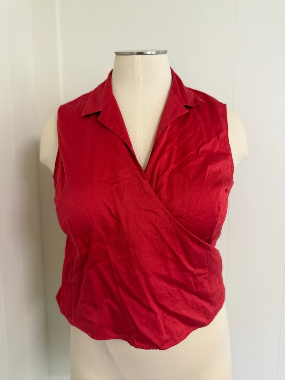 torrid Red Sleeveless Wrap Collared shirt sleeveless wrap tank